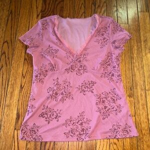 Floral V-Neck Pink Top